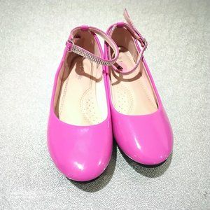 Link Comfort Girl Pink Patent Leather Ankle Strap Ballet Flats Nice Pre-Owned 4